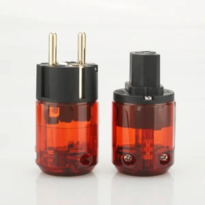 1pair Gold Plated EU Schuko Power Plug +IEC Connector for DIY HIFI Power Cable - Picture 1 of 7