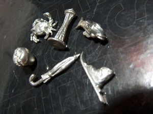 Monopoly   Replacement  metal tokens fish umbrella ski boot apple crab  PPL - Picture 1 of 3