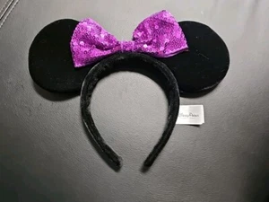Diadema Orejas Comerciantes Pin Minnie Mouse Parques Disney 2017 Negro Púrpura Arco 0174 - Imagen 1 de 4