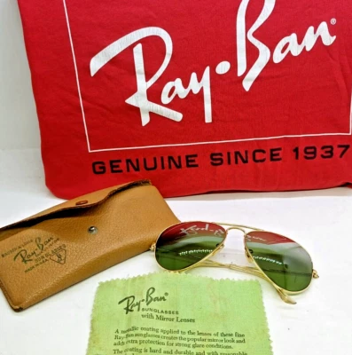RARO DE COLECCIÓN RAY BAN AVIATOR EE. UU. B&L GAFAS DE SOL ESPEJO SUPERIOR DORADO P. 1/10 12K TALLA 58 Foto 1 de 4