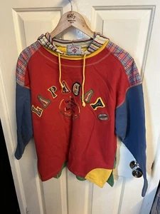 Lapagayo Vintage Patchwork Hoodie 90s Retro Embroidered Elbow Pads Wacky Outdoor - Picture 1 of 8
