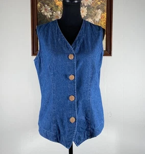 Chaleco Denim Ligero Willowbend Azul 3 Botones Para Mujer Talla 10 Informal - Imagen 1 de 13