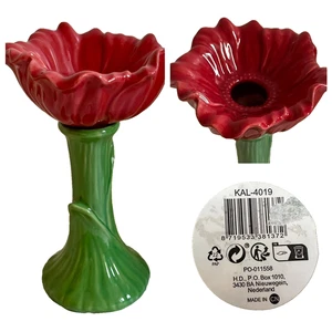 Red Poppy Ceramic Flower Vase by Kersten Netherlands Retro/Vintage Style - Picture 1 of 11