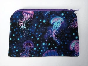 Handmade Lined Fabric Coin Purse : Jellyfish Design - Picture 1 of 4