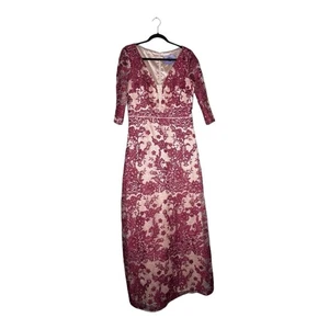 Abito donna JS Collections in pizzo ricamato vino/rosa taglia 10 nuovo con etichetta leggi - Foto 1 di 20