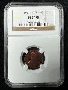 1981 S LINCOLN CENT PROOF TYPE 1 1C NGC; Top Solo Pop In PF67 RB = 1; SKU 3285 - Picture 1 of 2