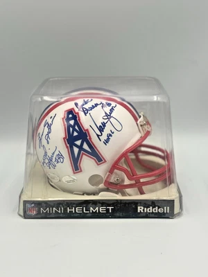 Houston Oilers Run N Shoot Signed Mini Helmet JSA Moon Givins Jeffires - Image 1 of 4