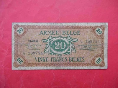 Belgium 1946 20 Francs Belgian army Military Payment Certificate WWII P-M5a - Image 1 of 2
