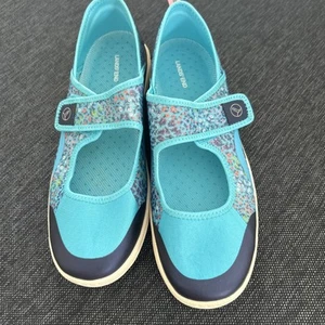 NUEVO Lands End Talla 9 Mary Jane Zapatilla Zapato para Caminar Turquesa Floral 528278 - Imagen 1 de 10