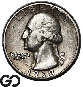 1938 Washington Quarter, AU Wholesale Bid: 35 - Imagen 1 de 3