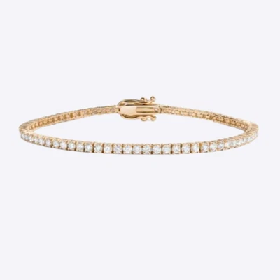 Women Diamond Bracelet 18K Yellow Gold 3 Carat Round GLI HRD Certified Lab Grown - Image 1 of 4