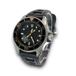 SEIKO Watch men Seiko Accessories Diver s Silicone Band Black Boys Day Date - Picture 1 of 10