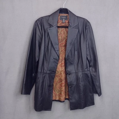 George натуральной кожи Blazer коричневая куртка прямой вырез бедра длина средний - Изображение 1 из 4