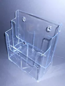 Clear 2 Slot Letter Size Magazine Flyer Business Brochure Office Display Stand - Picture 1 of 2