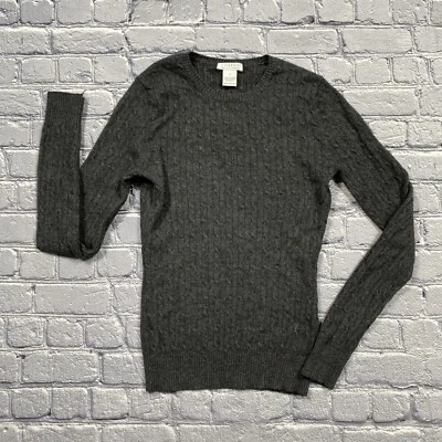 Tweeds 2-Ply Cashmere Cable Knit Sweater Size S Charcoal Crunchy Minimalist READ - Image 1 of 4
