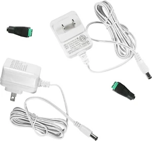 2x White 12V 1A AC Adapters + 2 5.5/2.1mm Female Barrel Connectors for LED Strip - Picture 1 of 12
