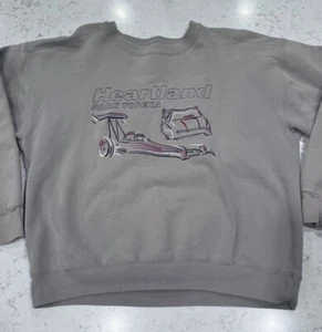 VTG Y2K Heartland Park Topeka Crewneck Sweatshirt Sz XL Stitched Spell Out BH - Picture 1 of 5