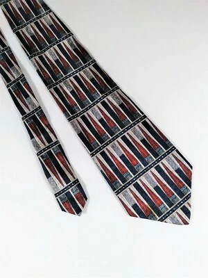 Pierre Cardin Men's Neck Tie 100% Silk  Geometric Pattern Red, Black, Silver - Image 1 of 4