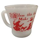 Fire King Milk Glass Mug Anchor Hocking Cup Prayer Bless This Food O Lord