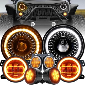 Gradient Halo 7'' LED Headlights 4" Fog Turn Fender Lights for Jeep JK 2007-2017 - Picture 1 of 24