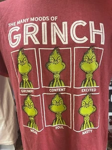 Camisa The Many Moods Of Grinch Adulto XL Roja Manga Corta Gráfico de Navidad - Imagen 1 de 9