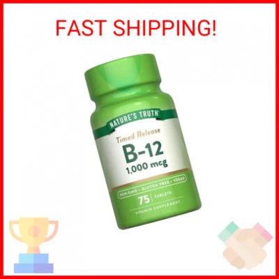 Suplemento vitamínico B12 | 1000 mcg | 75 comprimidos de liberación programada | Sin OGM y gluten  Foto 1 de 2