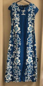 Hawaiian Togs Long dress Blue/white floral Size 14 Cotton - Picture 1 of 3