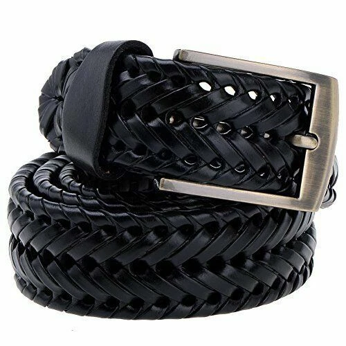 CINTURA UOMO DONNA INTRECCIATA TRECCIA PELLE VITELLO CUOIO ARTIGIANALE