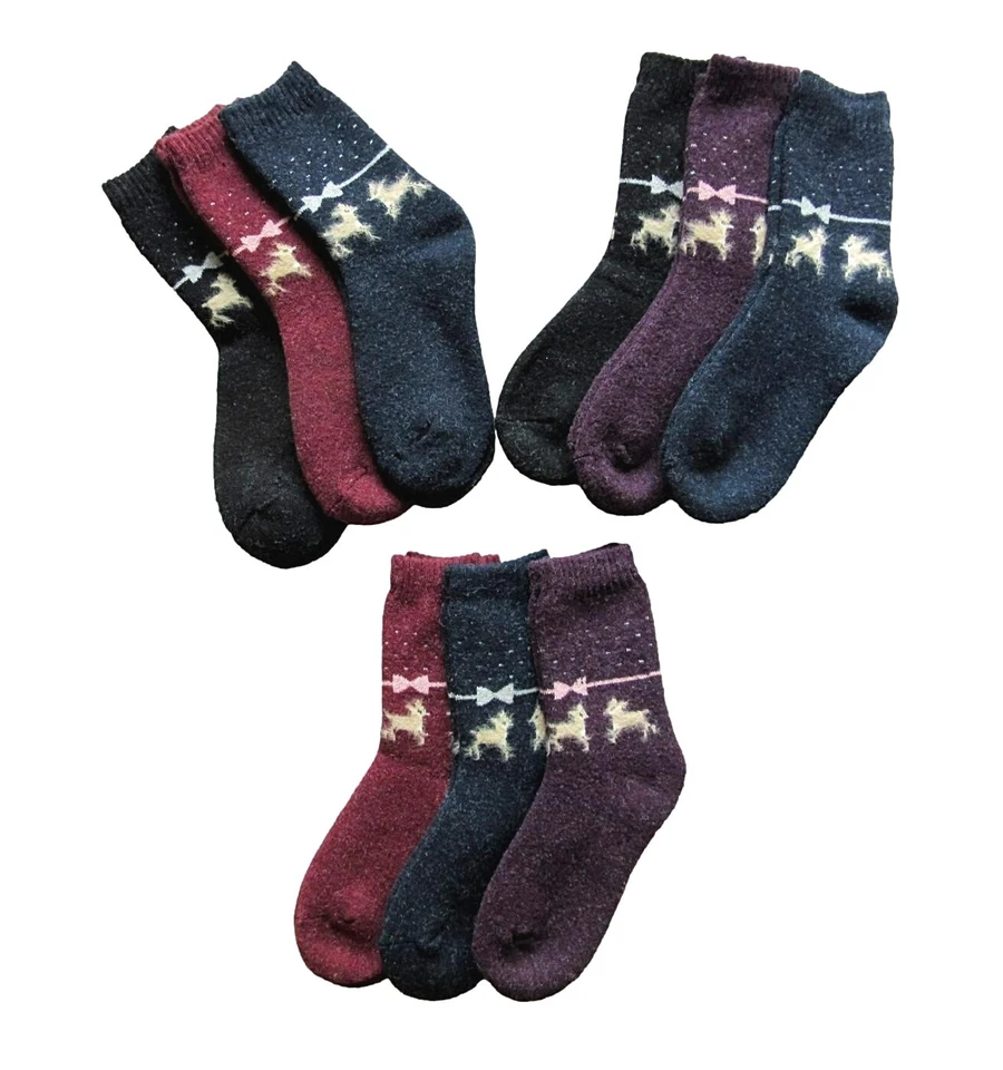 Женские рождественские зимние носки шерсть/ангора 3 пары толстые теплые мягкие элегантные M/L - Изображение 1 из 1