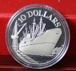 1976 SINGAPORE 10Yr Independence CARGO SHIP Proof Silver 10 Dollars Coin #412 - Picture 1 of 5