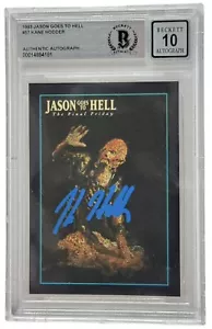 Tarjeta comercial firmada por Kane Hodder 1993 Jason Goes to Hell encapsulada Beckett 10 - Imagen 1 de 2