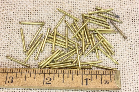 3/4” Old Brass Brads 50 Finish Nails Small Head Restoration 18 Gauge Vintage Cover