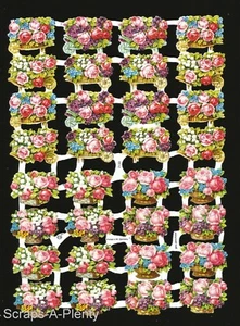 Chatarra troquelada estilo vintage alemán en relieve - cestas y carros de rosas EF7133 - Imagen 1 de 1