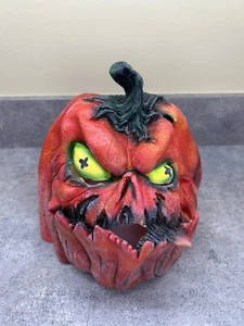 Pumpkin Full Head Mask Adult Evil Halloween Scary Costume Monster Rare Vintage - Picture 1 of 7