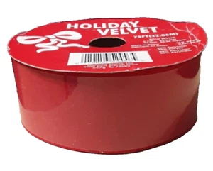 Michaels Stores Holiday Velvet Red Velvet Ribbon 75 ft x 2.5 in NEW - Picture 1 of 4