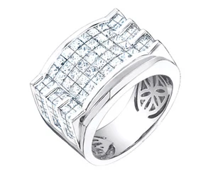 Diamond Princess Cut Men's Ring 5.50 Carat 18k Solid White Gold - Picture 1 of 1
