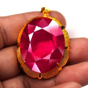 52.16Ct. Ruby Red Oval Large Natural Mozambique Quality Rare Free Pendent Copper