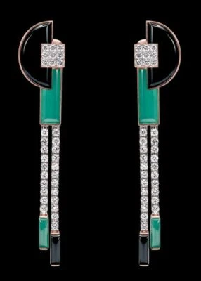 Art Deco Victorian Edwardian Stylish Multi Gemstones Classic Fashion Earrings - Image 1 of 3