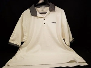 GOLF BUZ SAW BRAND ZEBRA LOGO WHITE W/ GRAY COLLAR BUTTON X LARGE XL POLO SHIRT - Imagen 1 de 10