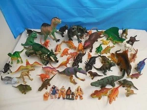 HUGE LOT OF PREHISTORIC DINOSAURS 56 PIECES RUBBER CAVEMEN PLAY EDUCATIONAL  - Picture 1 of 5