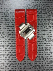Neu 20 mm Rot Lederband Uhrenarmband Schließe Set Cartier Santos 100 Medium x1 A - Bild 1 von 8