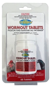 Vetafarm Pigeon and Bantam Wormout All Wormer Tablet 50 Pack - Picture 1 of 1