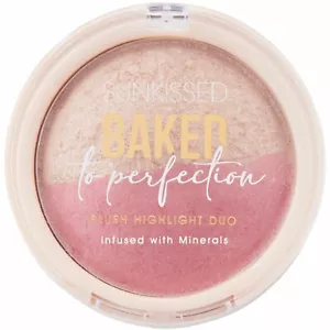 Sunkissed Baked Blusher & Highlighter Mineral Powder Pink Blush & Gold Shimmer - Picture 1 of 6
