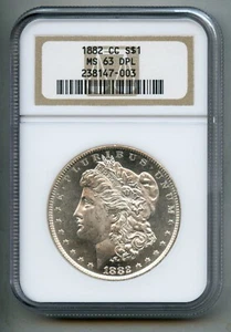 1882 CC Morgan Silver Dollar NGC MS 63 DPL (DMPL) - Picture 1 of 4