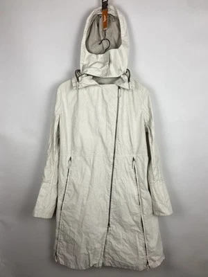 Chaqueta Abrigo con Capucha ANNETTE GORTZ Mujer Blanco Algodón Lino Cremallera Acímétrica Talla 40 Foto 1 de 4