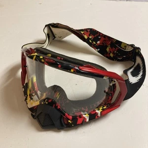 Oakley Mayhem Pro MX Goggles Red Yellow Black Clear Lens Racing Eye Protection - Picture 1 of 6