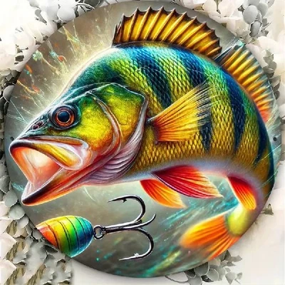 Blechschild rund Barsch Fisch  Metallschild TEL3065 - Bild 1 von 2