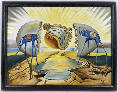 Cuadro al óleo sobre lienzo Salvador Dalí (hecho a mano) firmado y enmarcado Foto 1 de 4