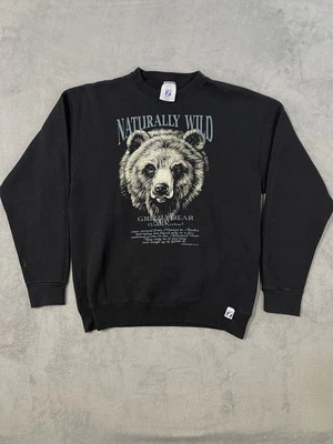 Vintage Logo 7 Sweater Mens Large Black Pullover Grizzly Bear Graphic Made USA - Image 1 of 4