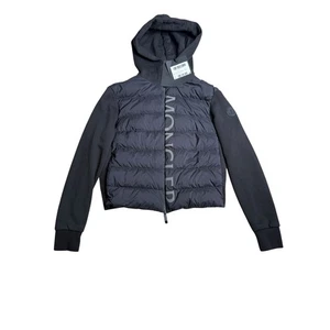 Neu mit Etikett Moncler Maglia Aperta Con Ca mattschwarz wattierte Strickjacke Jacke Damen XS - Bild 1 von 20